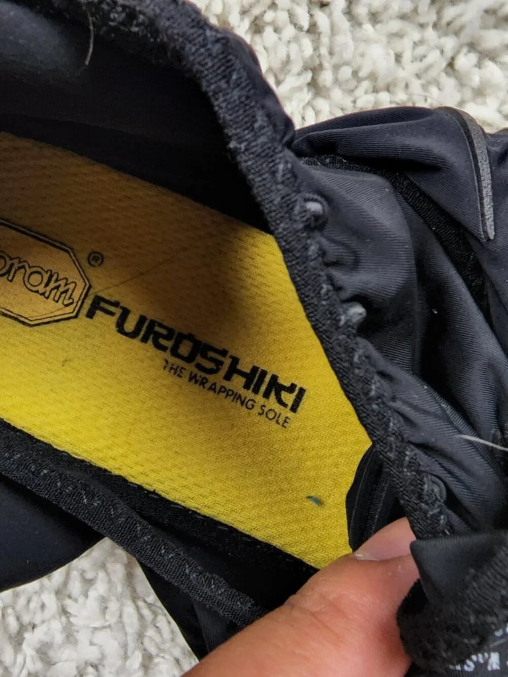 Furoshiki Wrapping Vibram Sole Size 44-45 10-11 XL Black Mens Running Yoga Wrap